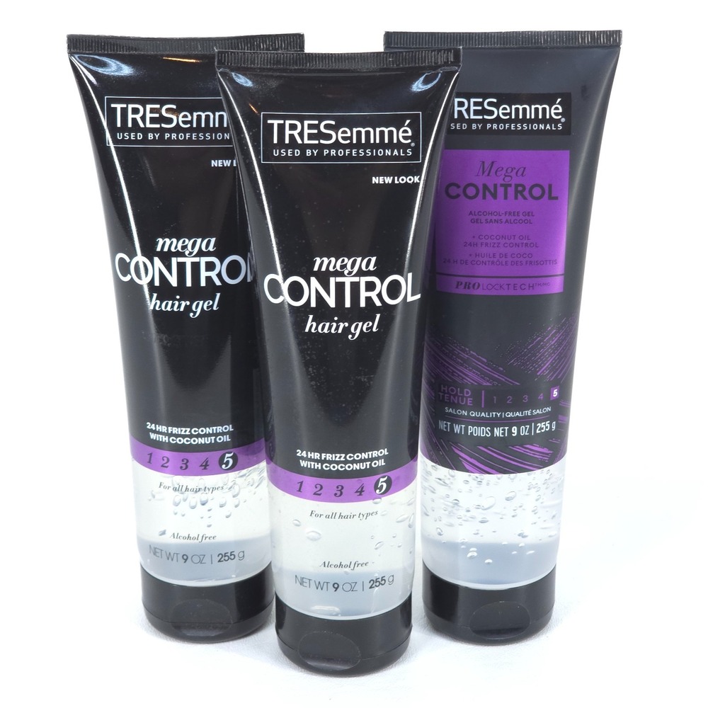3x TRESemmé Mega Control Hair Gel 9oz Max Coconut Oil Frizz Control Deadstock